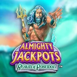 Almighty Jackpots – Realm of Poseidon logo – Jackpots by Novomatic at Cazeus Casino